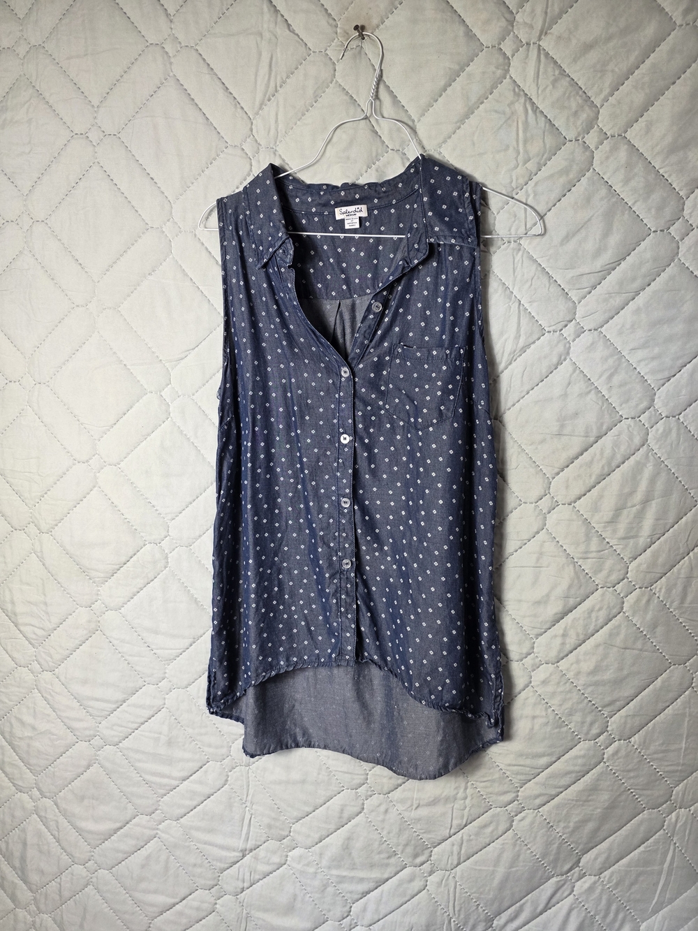 Splendid Lightweight Navy Tank Top Sleeveless Button-Front Top M
